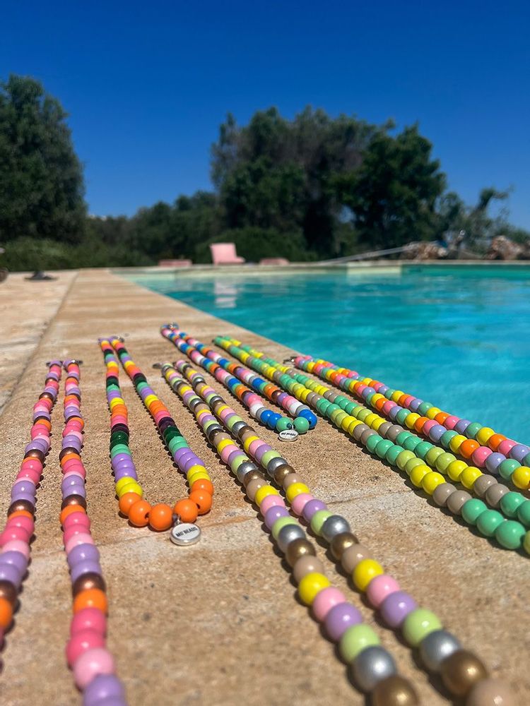 Jewelry - Mobile Phone Chain made of wooden beads in pastelmix - ESCAPULARIO / MOBEADS