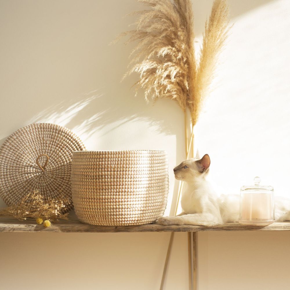Decorative objects - EPUR African Basket White - H 8'' / Ø 12’' - KAWOBAZAAR