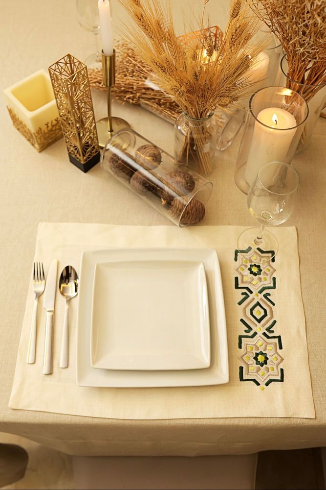 Placemats - PLACEMAT GREEN ARABESQUE SET OF 2 - HYA CONCEPT STORE