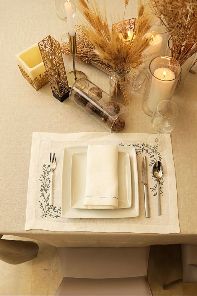 Placemats - PLACEMAT GREEN CORNER SET OF 2 - HYA CONCEPT STORE