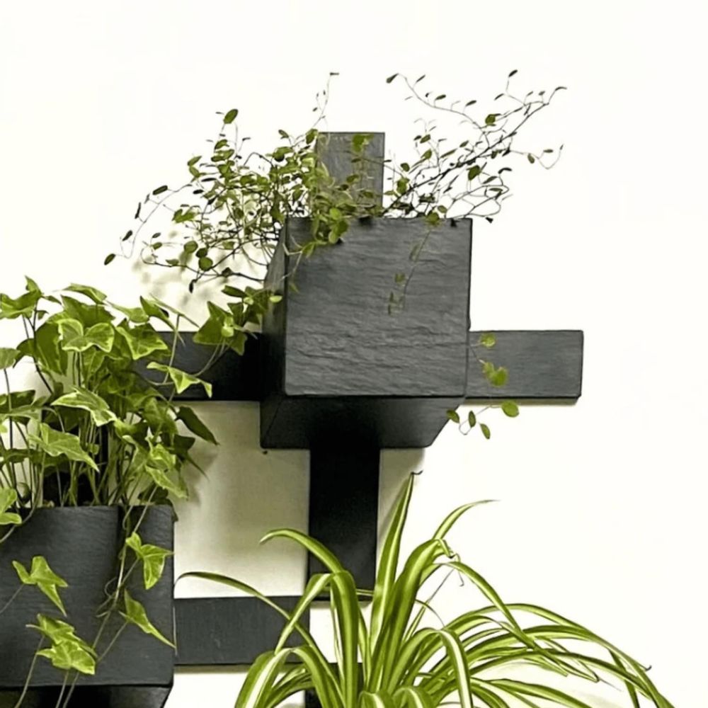 Other wall decoration - PIXEL, Natural Slate Wall Planter, 35/35/12.5 cm - LE TRÈFLE BLEU