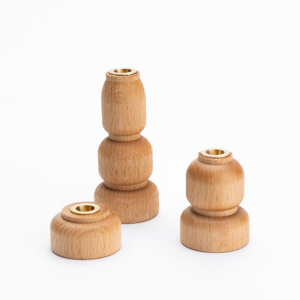 Objets de décoration - Bougeoir bois & laiton - MAISON PECHAVY