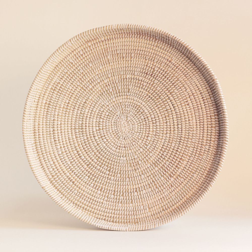 Plats et saladiers - PLATEAU LARGE Panier Africain Blanc Ø 58 cm - KAWOBAZAAR
