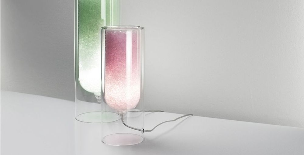 Lampes de table - Rocklumìna, lampe de table violette en sel italienne (UE UNIQUEMENT) - COKI