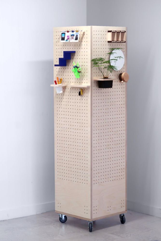 Customizable objects - Perforated Storage Locker - Wooden Pegboard - QUARK