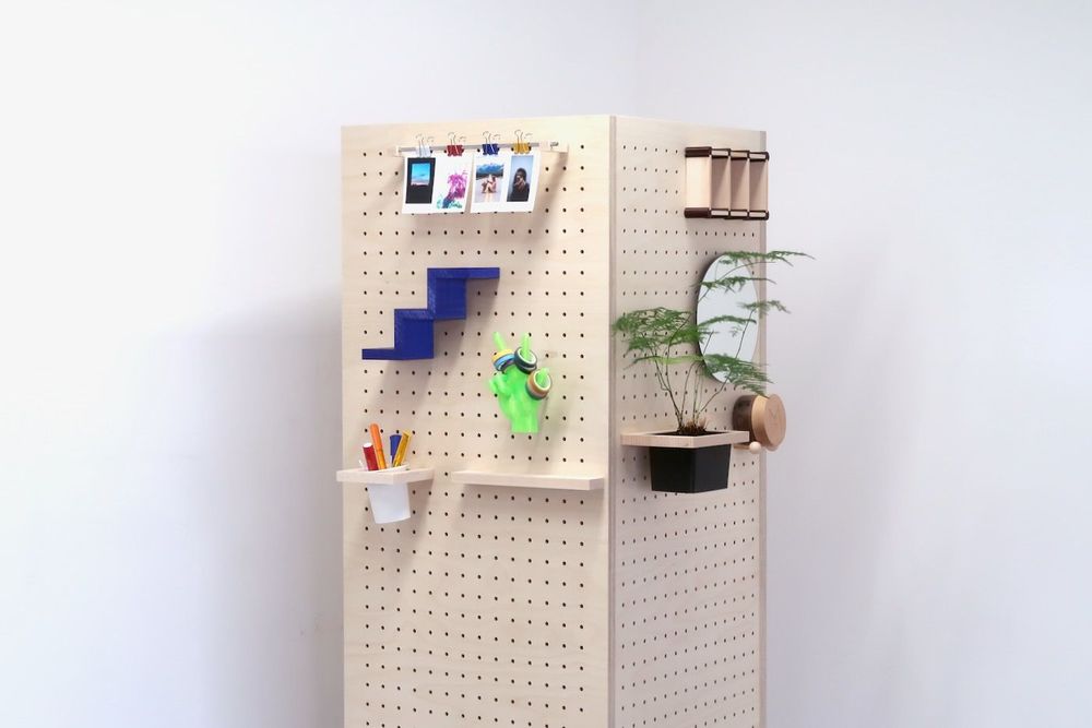 Customizable objects - Perforated Storage Locker - Wooden Pegboard - QUARK