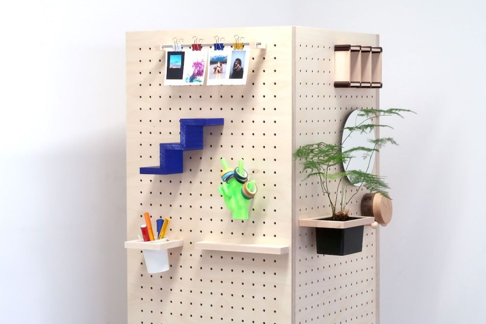 Customizable objects - Perforated Storage Locker - Wooden Pegboard - QUARK