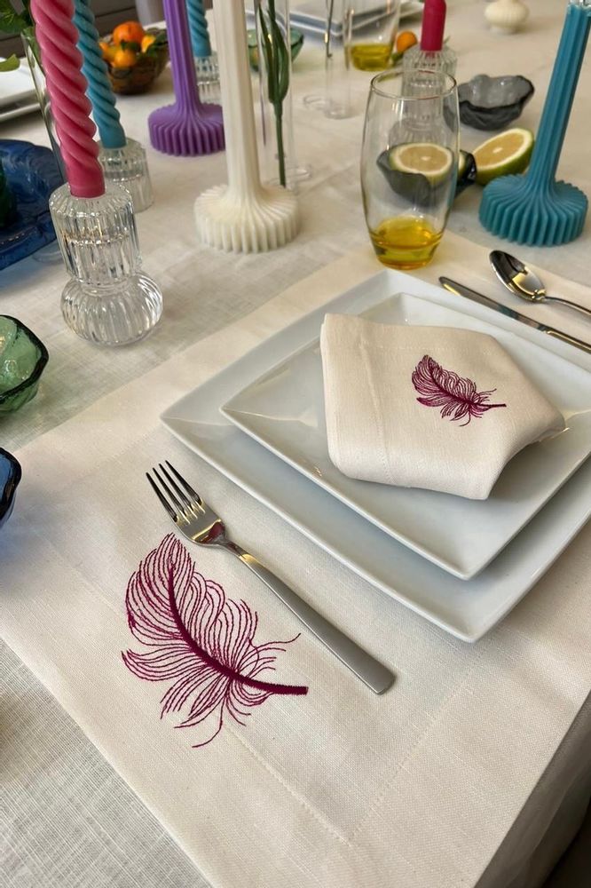 Serviettes - Set de 2 serviettes en plumes - HYA CONCEPT STORE