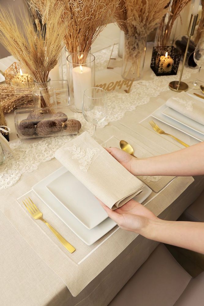 Napkins - Dentelle Beige Napkin set of 2 - HYA CONCEPT STORE