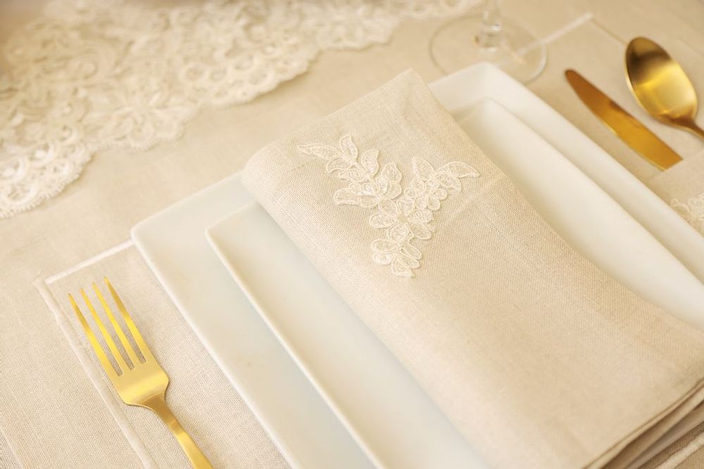 Napkins - Dentelle Beige Napkin set of 2 - HYA CONCEPT STORE
