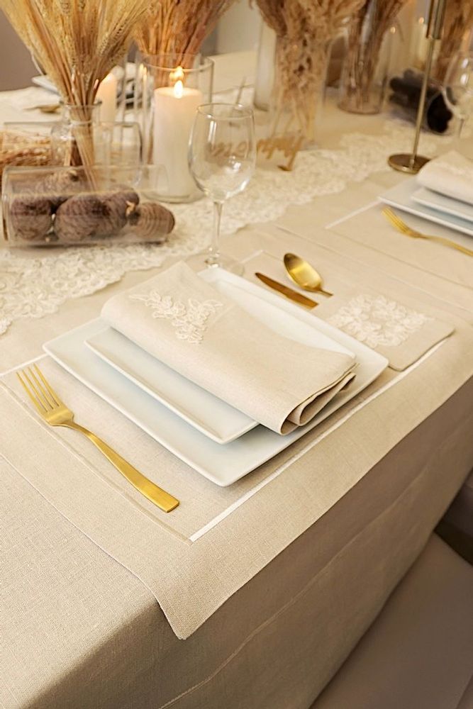 Napkins - Dentelle Beige Napkin set of 2 - HYA CONCEPT STORE