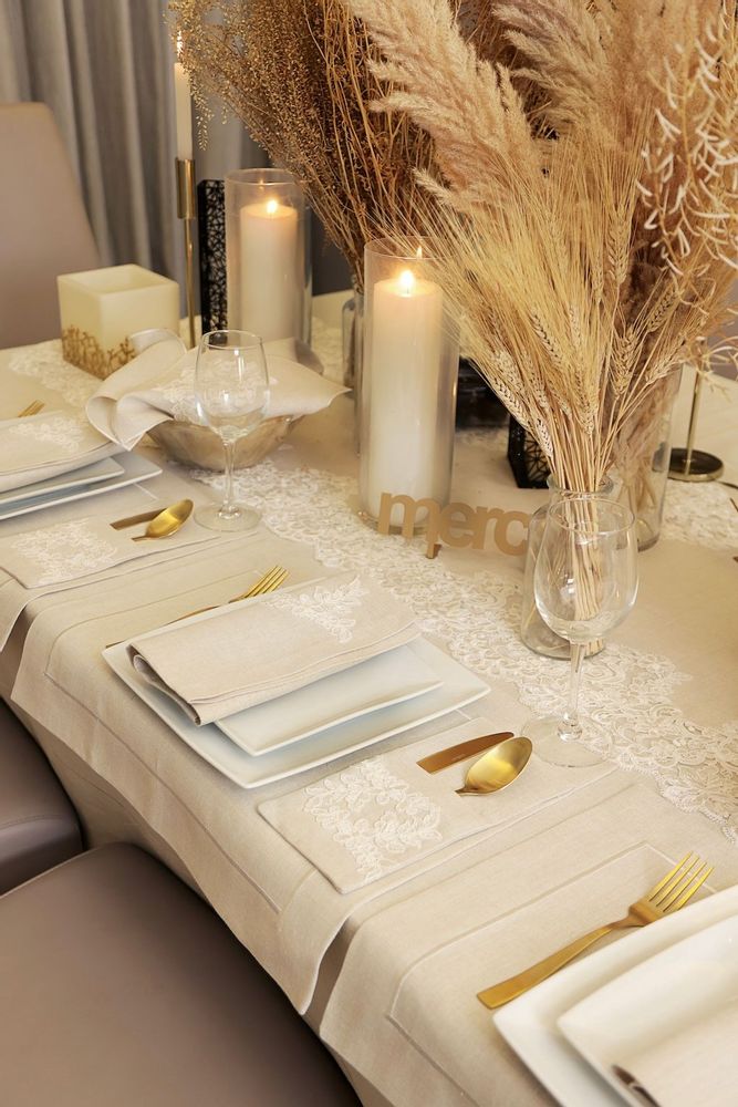 Serviettes - Couvre-pain beige en dentelle - HYA CONCEPT STORE