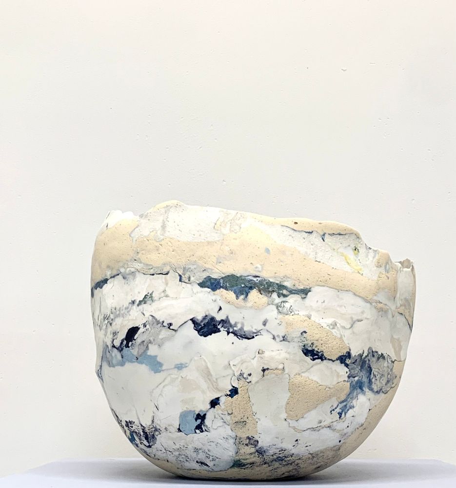 Ceramic - Blue Mixed Art Object 1. - ATELIER ELSA DINERSTEIN