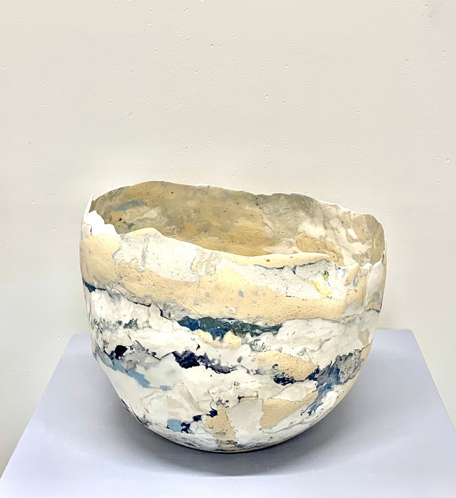 Ceramic - Blue Mixed Art Object 1. - ATELIER ELSA DINERSTEIN