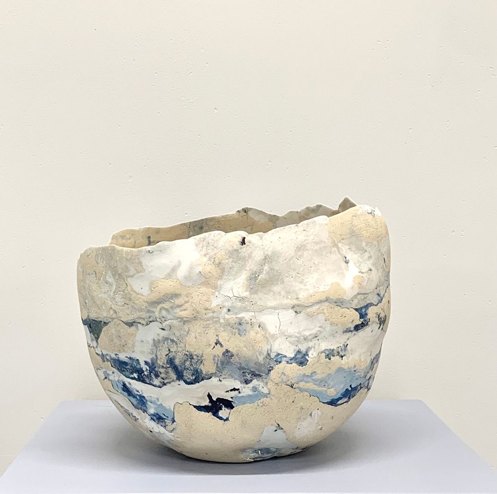 Ceramic - Blue Mixed Art Object 1. - ATELIER ELSA DINERSTEIN