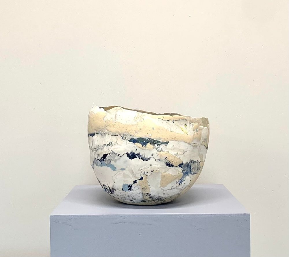 Ceramic - Blue Mixed Art Object 1. - ATELIER ELSA DINERSTEIN