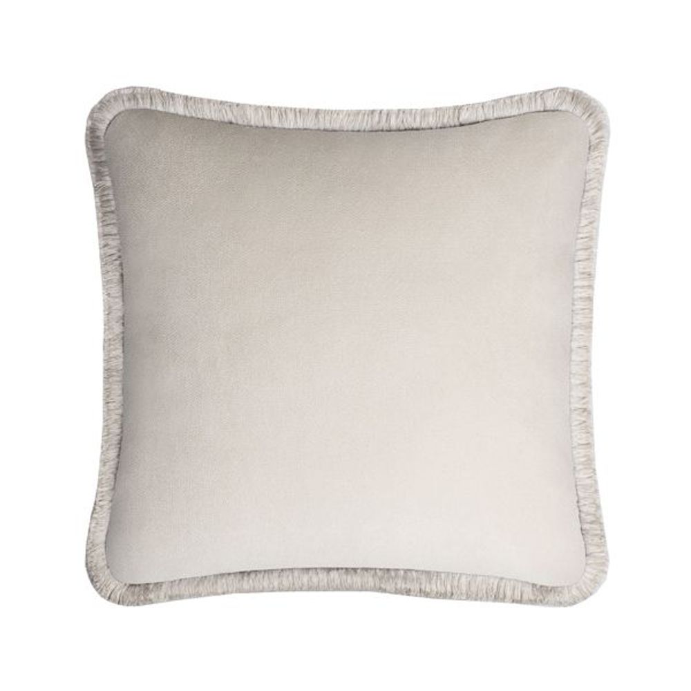 Coussins - Happy Pillow Velvet Dirty White With Fringes - LO DECOR