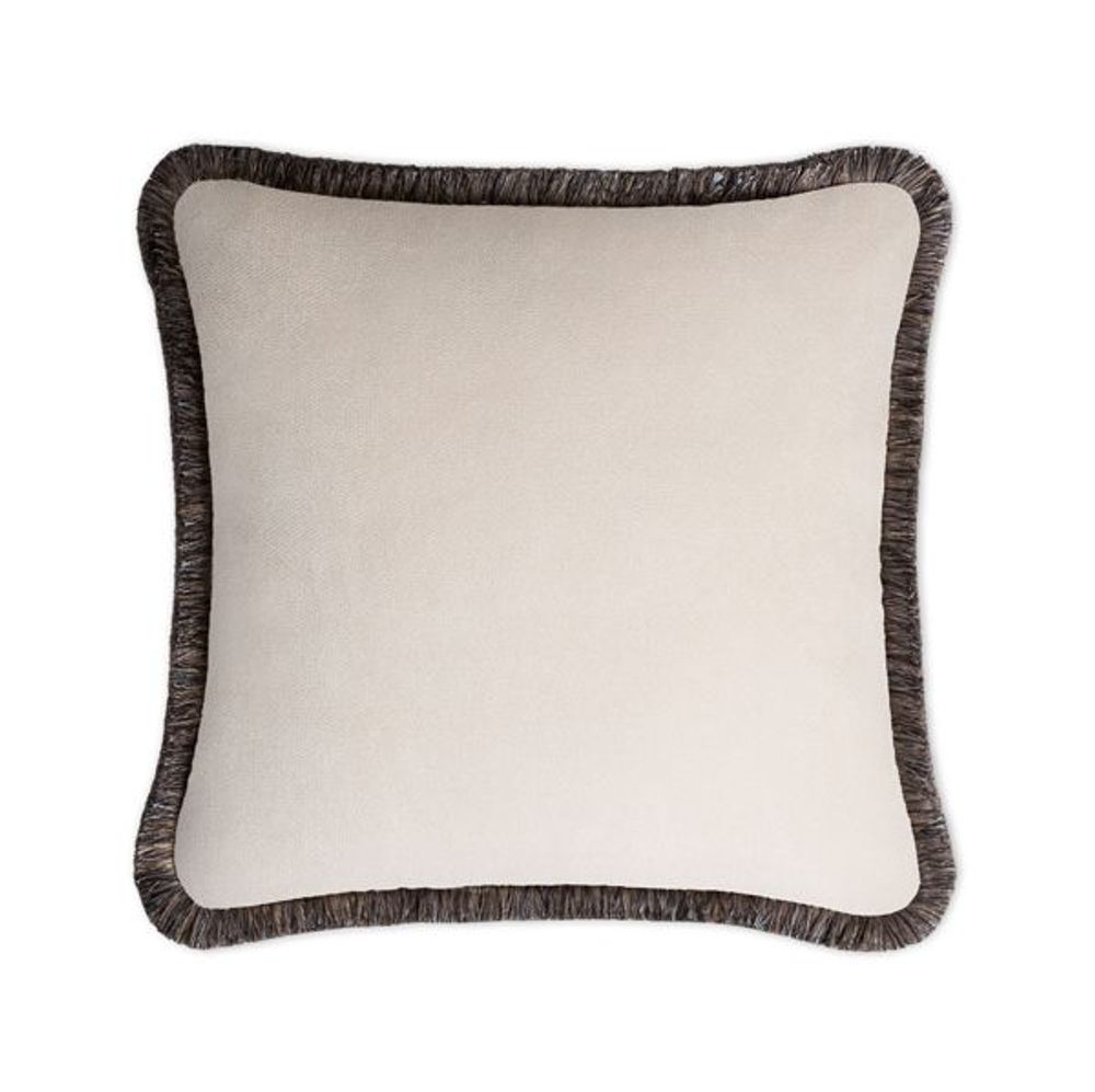 Coussins - Happy Pillow Velvet Dirty White With Multicolor Fringes - LO DECOR