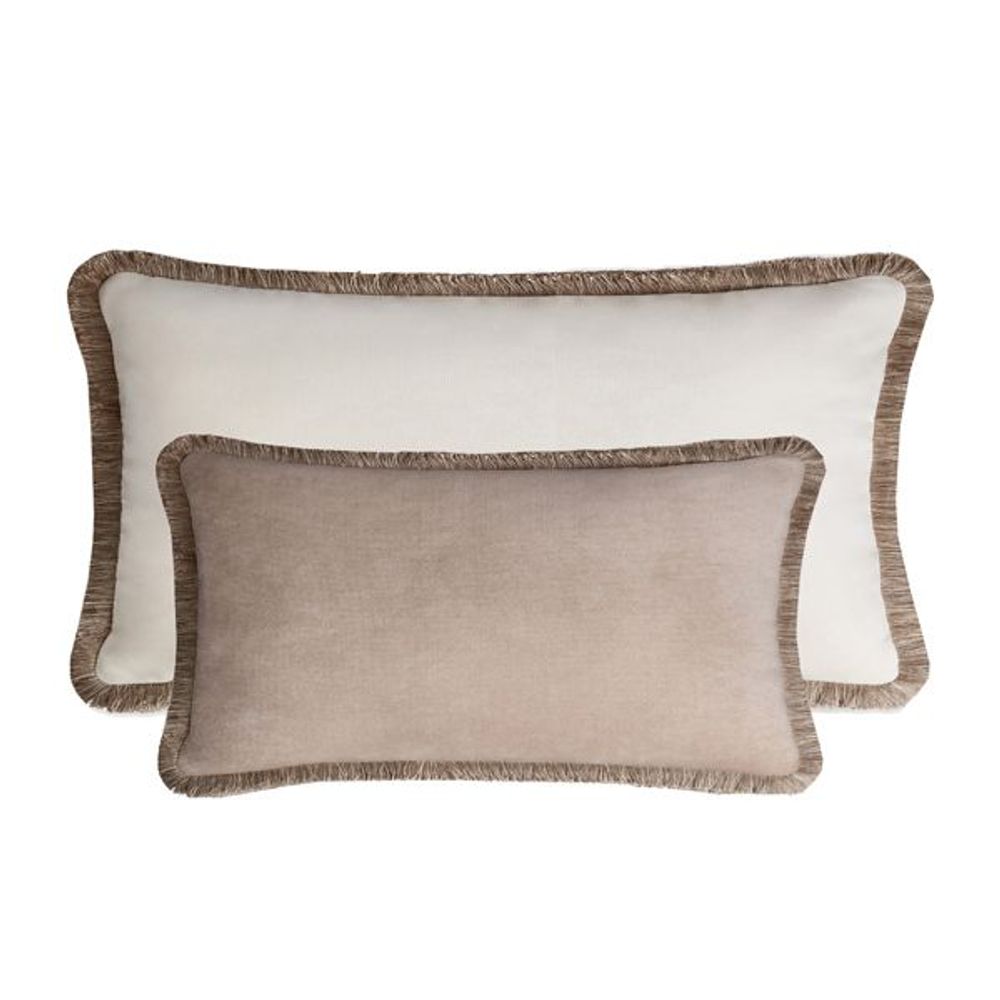 Coussins - Collection Lit - Oreillers Couple Happy Velours Avec Franges - LO DECOR