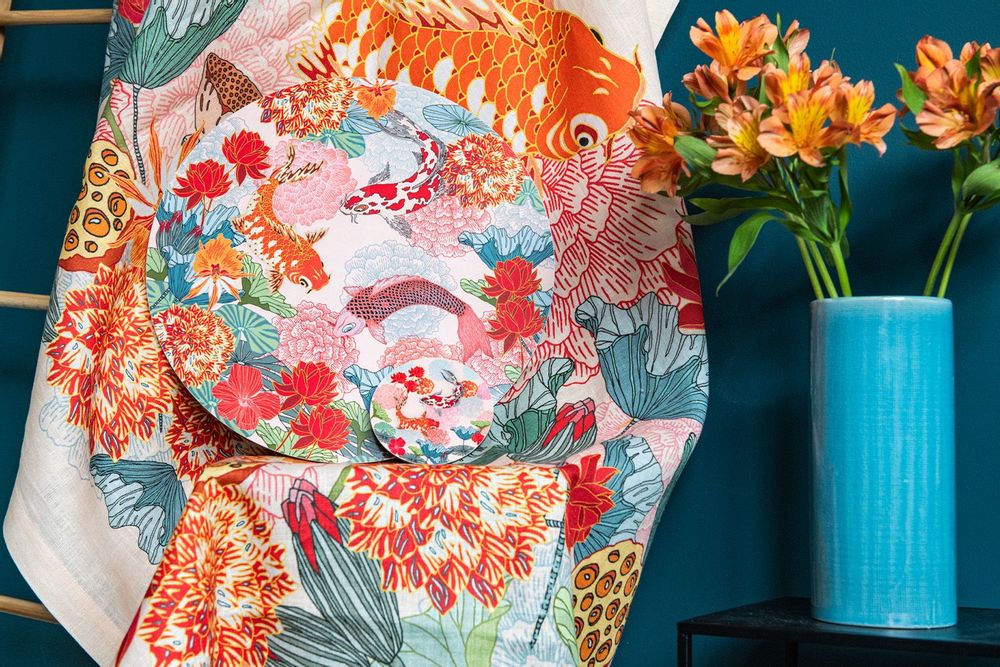 Plateaux - Indigo Birds, Oranges & Lemons, Studio Avenida and Orient - AVENIDA HOME
