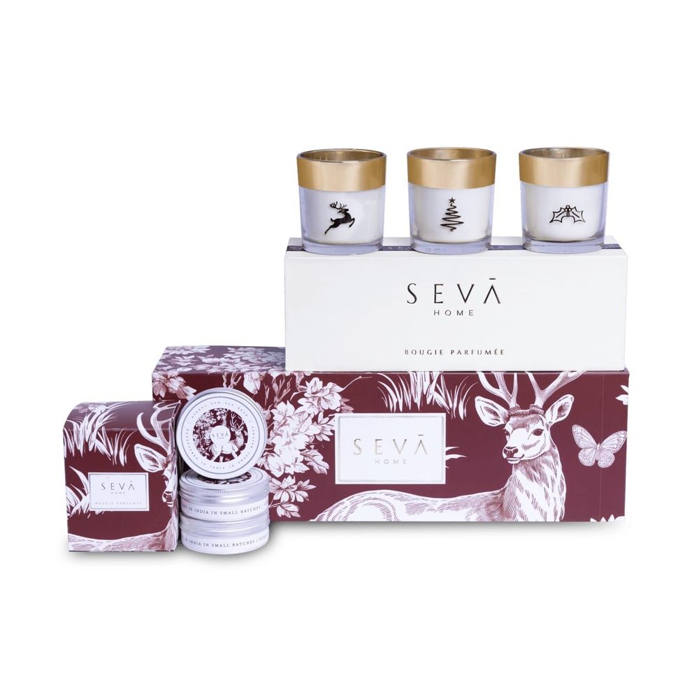 Candles - Reindeer Cheer Hamper - Enchante collection(Festive Trio) + Travel Set - SEVA HOME