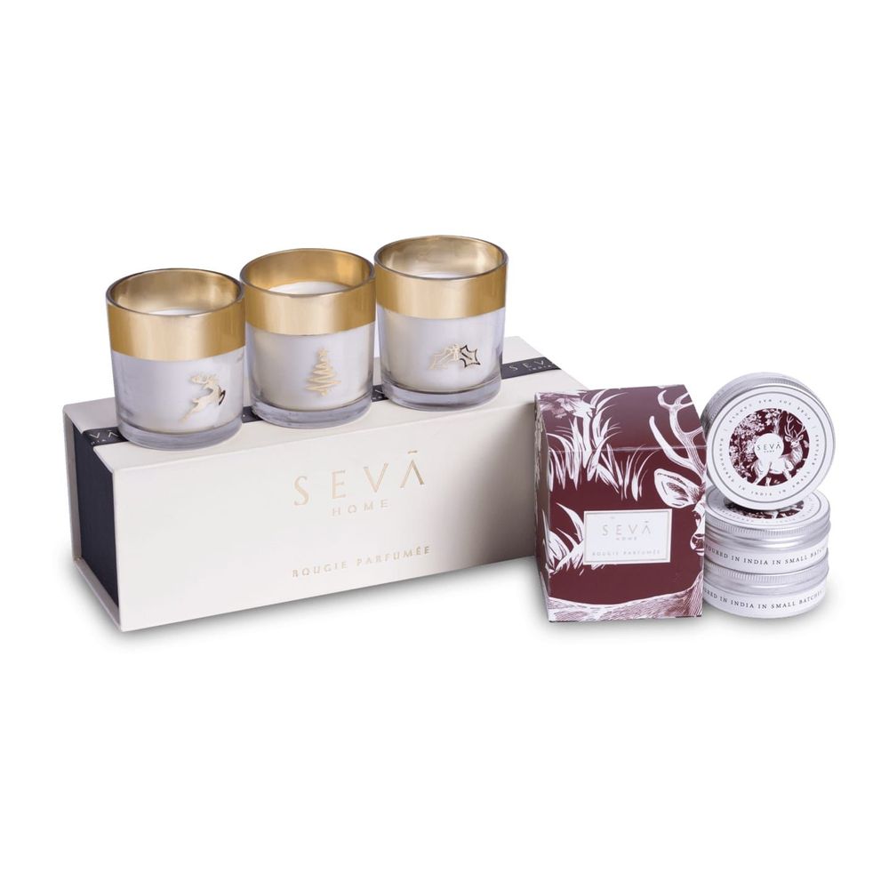 Candles - Reindeer Cheer Hamper - Enchante collection(Festive Trio) + Travel Set - SEVA HOME