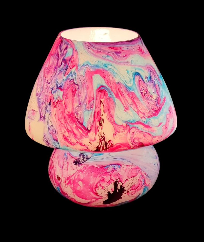 Lampes de table - Alpha Centauri grande lampe ovale faite main en verre peint h. 32 cm. - SOUL LIGHT EUROPE