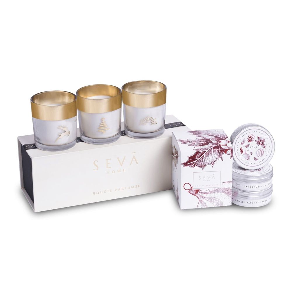 Candles - Ornament Cheer Hamper - Enchante collection( Festive Trio) + Travel Set - SEVA HOME
