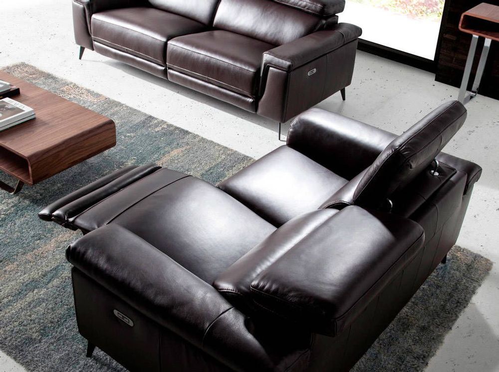 Sofas - 3-seater brown leather sofa relax mechanisms - ANGEL CERDÁ