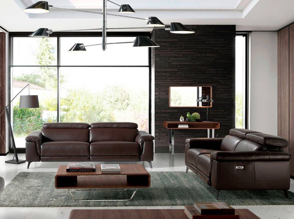 Sofas - 3-seater brown leather sofa relax mechanisms - ANGEL CERDÁ