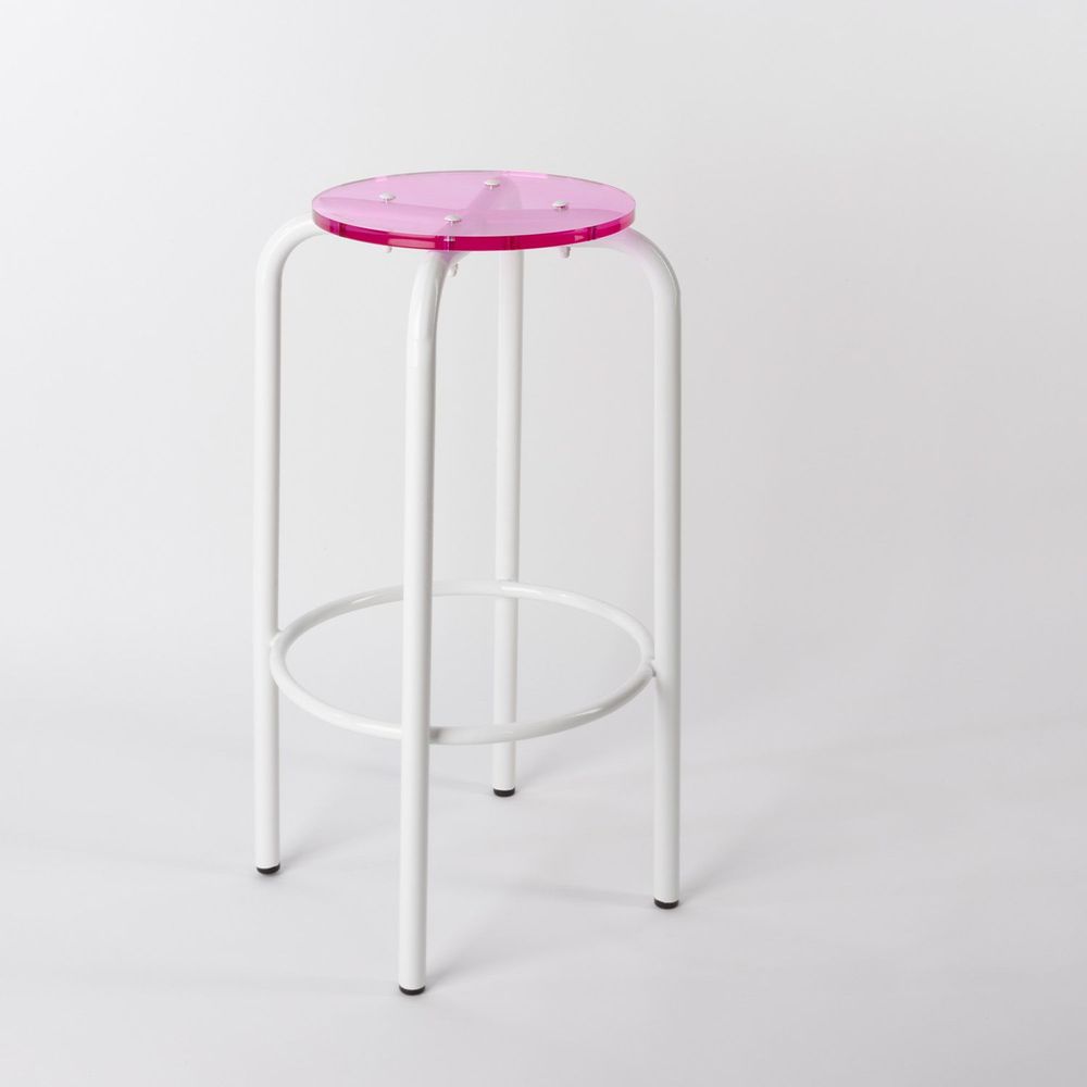 Tabourets - Tabouret Haut  verre acrylique coloré | Pop - LAURENT BADIER DESIGN