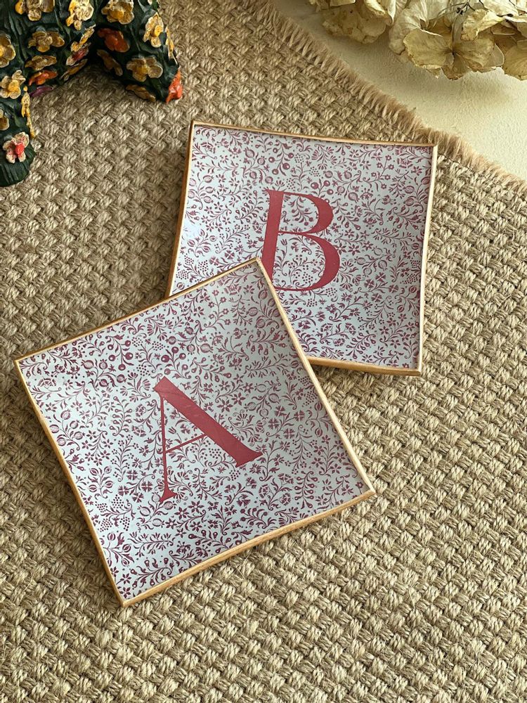 Gifts - Personalized Square Plate Initials 10x10cm - CHITICRIS HANDMADE IN SPAIN