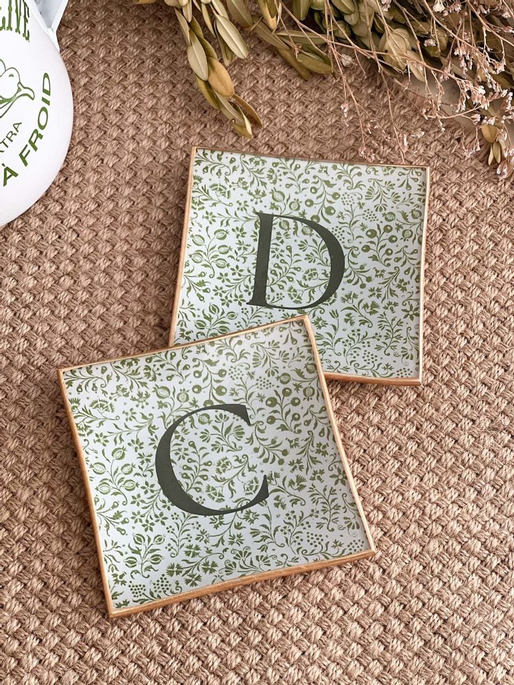 Gifts - Personalized Square Plate Initials 10x10cm - CHITICRIS HANDMADE IN SPAIN