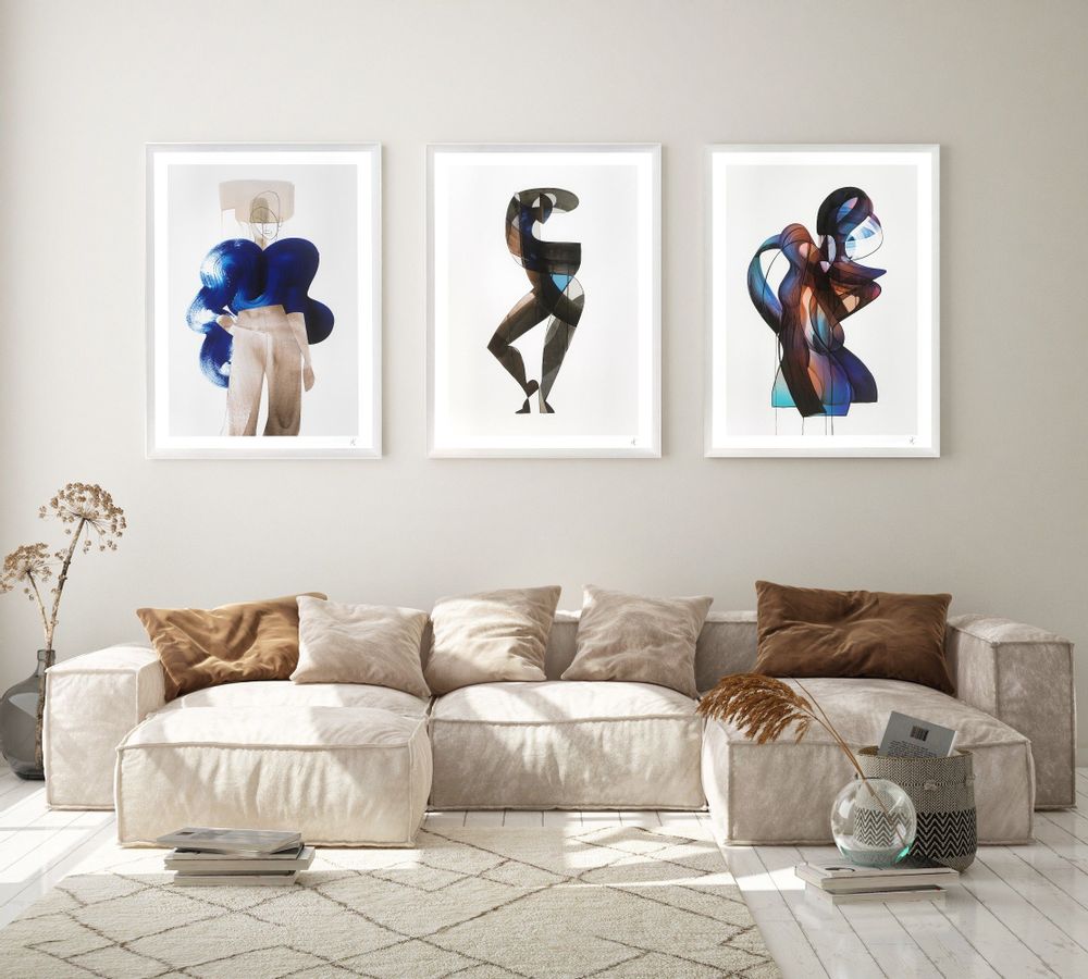 Frames - Wall decor. Blue Knit, Technicolor, Pdoum Camo - ABLO BLOMMAERT