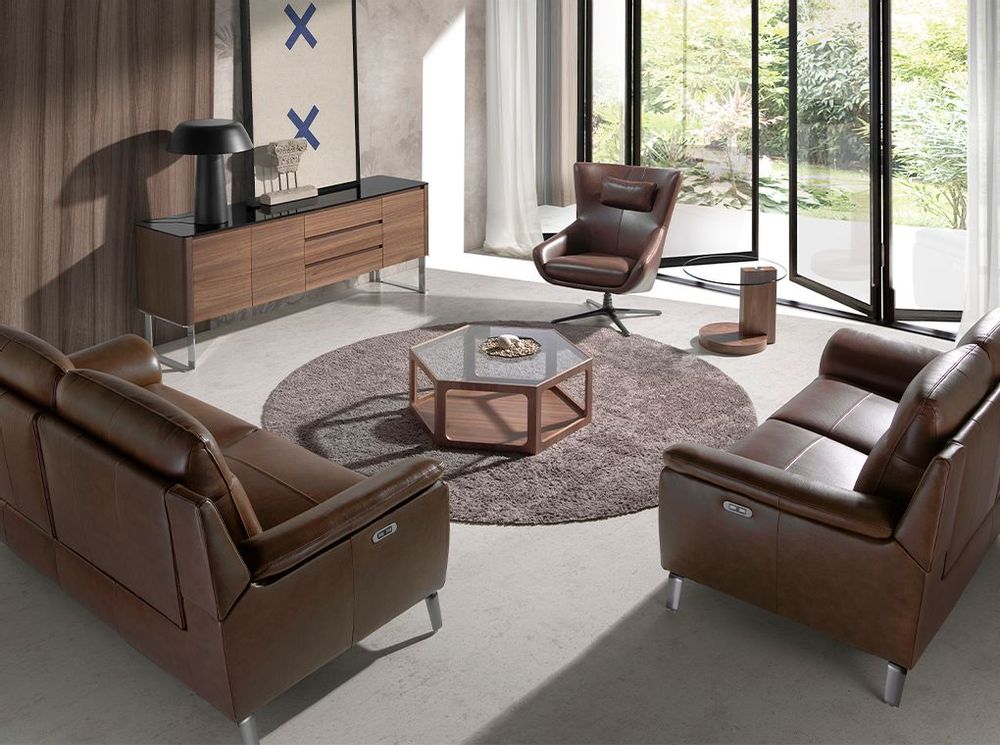 Armchairs - Leather swivel armchair with removable cushion - ANGEL CERDÁ