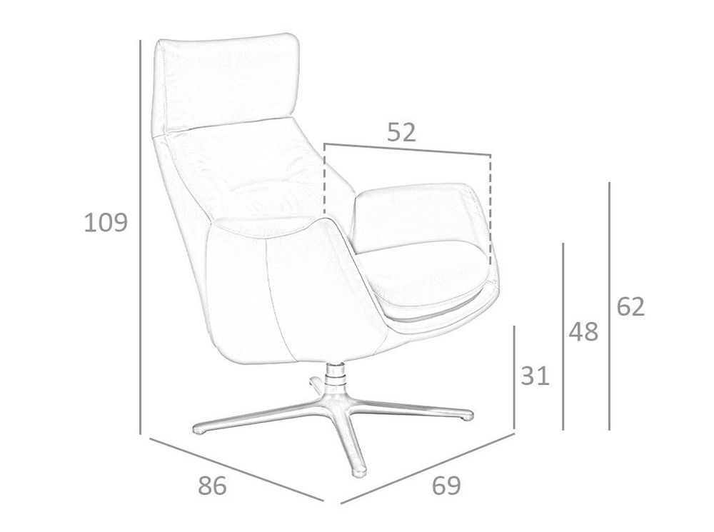 Fauteuils - Fauteuil pivotant inclinable tapissé de cuir gris et d'acier foncé - ANGEL CERDÁ