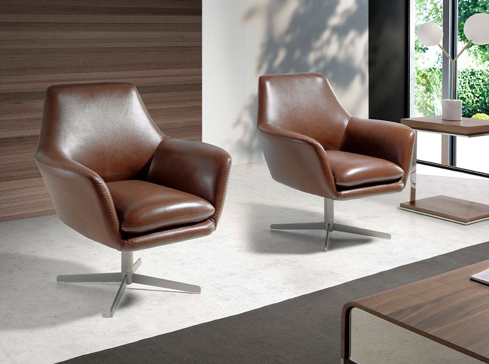 Fauteuils - Fauteuil pivotant tapissé de cuir - ANGEL CERDÁ