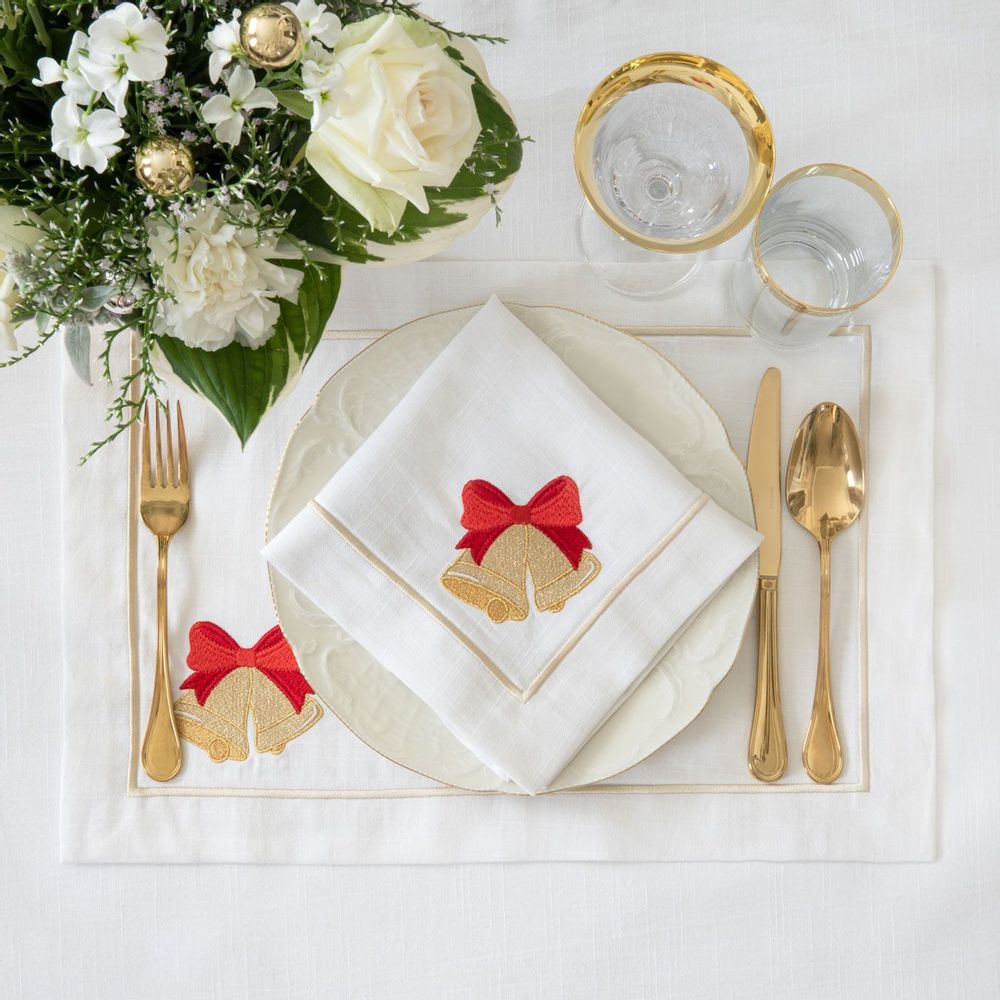 Table linen - Jingle Bells & Christmas Bauble Panama Collection - ROSEBERRY HOME