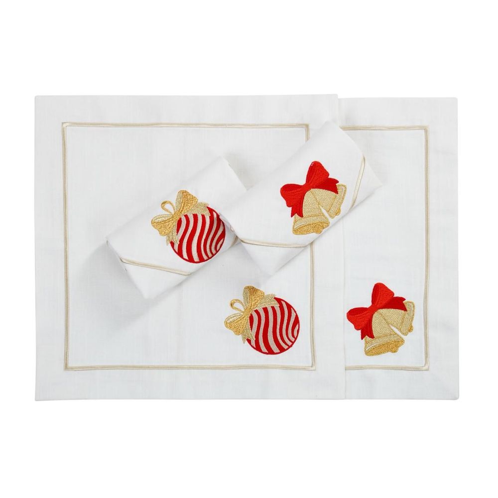 Table linen - Jingle Bells & Christmas Bauble Panama Collection - ROSEBERRY HOME