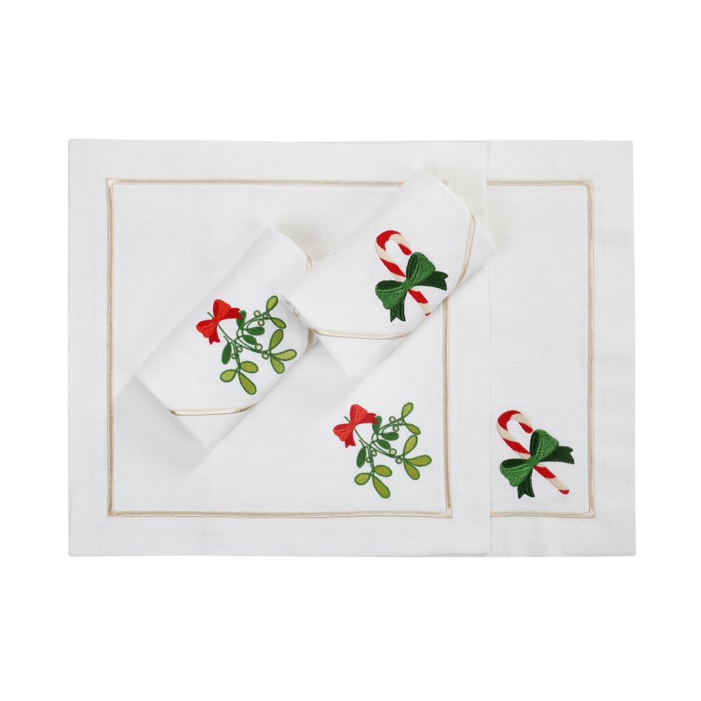 Décorations pour tables de Noël - Candy Cane & Mistletoe Panama Collection - ROSEBERRY HOME