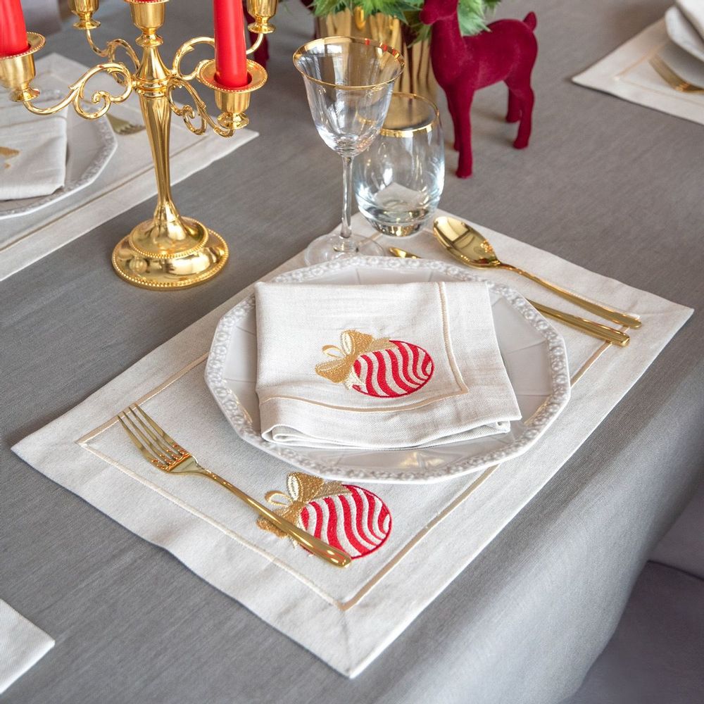 Linge de table textile - Jingle Bells and Christmas Bauble Mirha and Royal Fango Collection - ROSEBERRY HOME