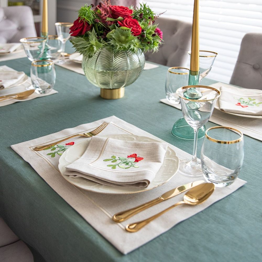 Table linen - Candy Cane & Mistletoe Mirha and Royal Green Collection - ROSEBERRY HOME