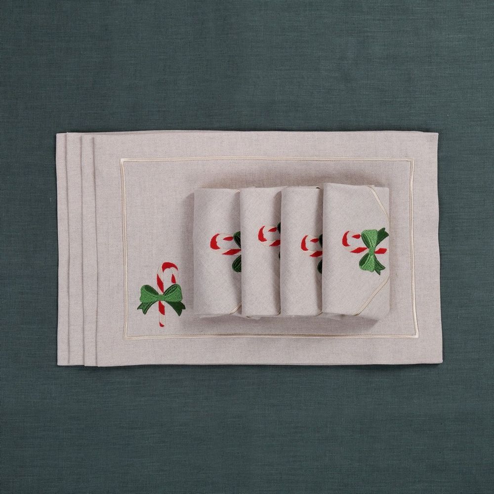 Table linen - Candy Cane & Mistletoe Mirha and Royal Green Collection - ROSEBERRY HOME