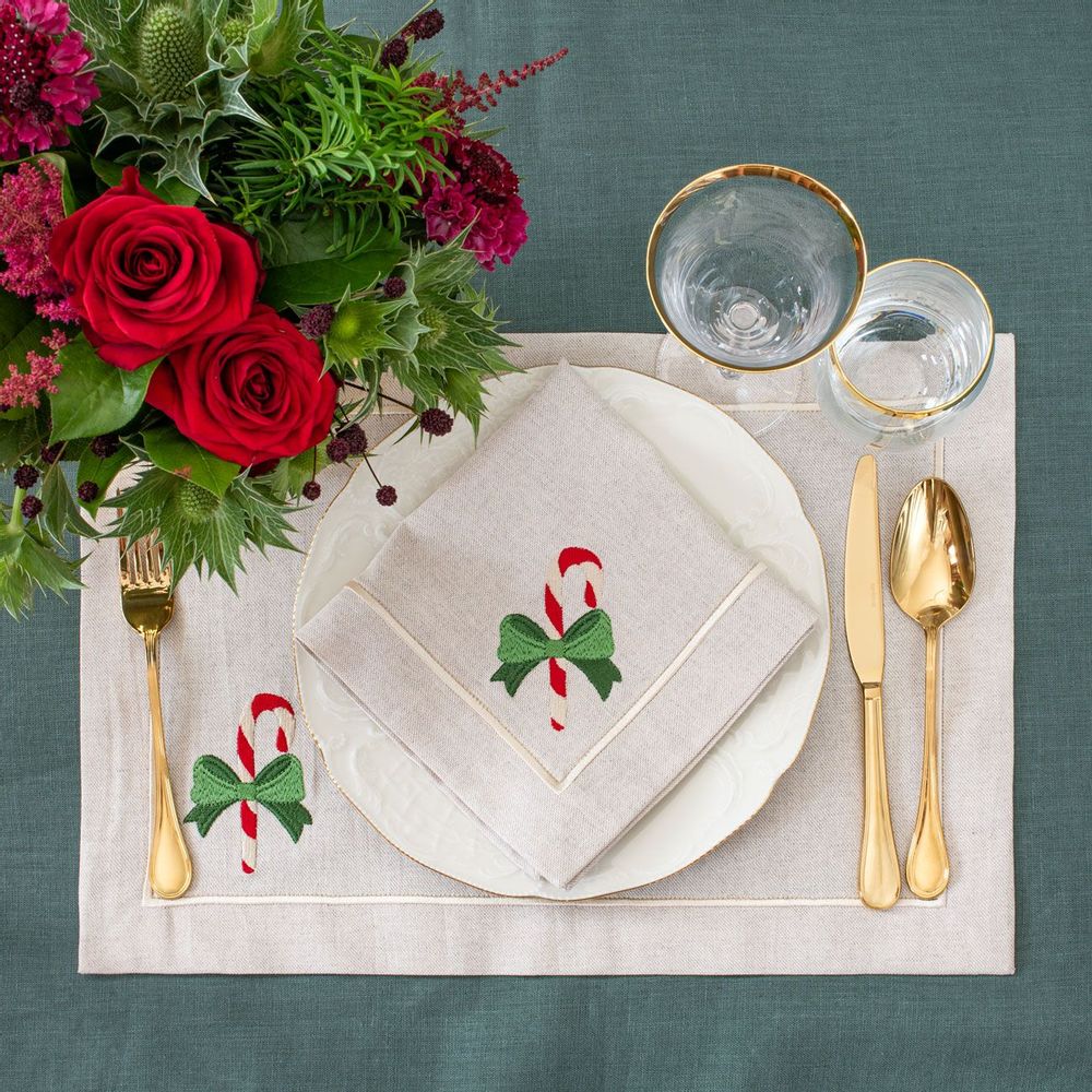 Table linen - Candy Cane & Mistletoe Mirha and Royal Green Collection - ROSEBERRY HOME