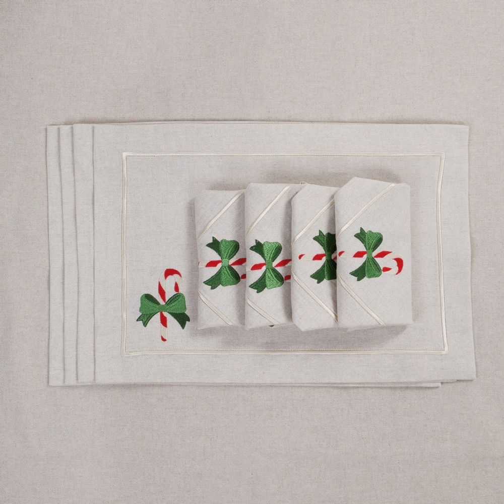Table linen - Candy Cane & Mistletoe Mirha and Royal Green Collection - ROSEBERRY HOME