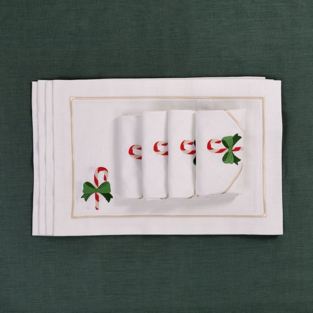 Linge de table textile - Candy Cane & Mistletoe Panama and Royal Green Collection - ROSEBERRY HOME