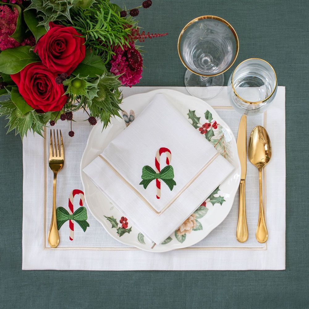 Linge de table textile - Candy Cane & Mistletoe Panama and Royal Green Collection - ROSEBERRY HOME