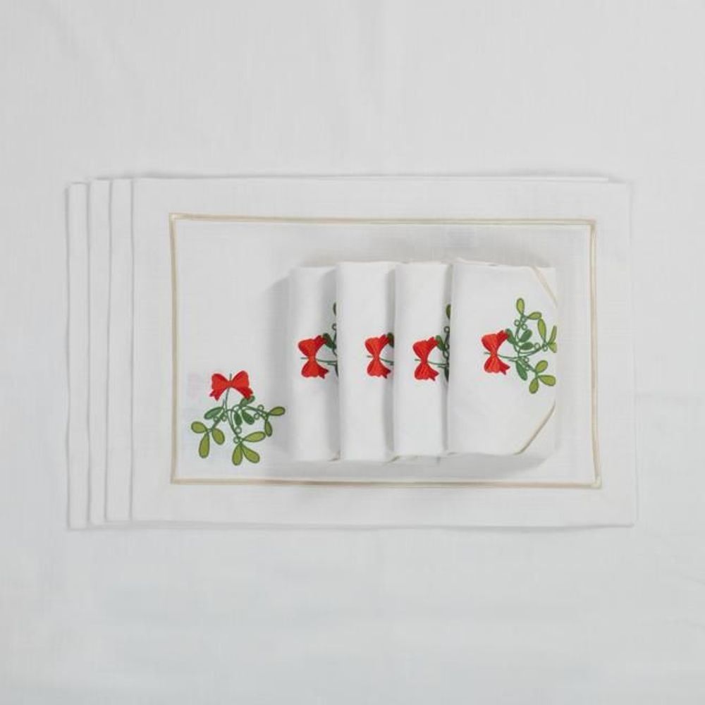 Linge de table textile - Candy Cane & Mistletoe Panama and Royal Green Collection - ROSEBERRY HOME