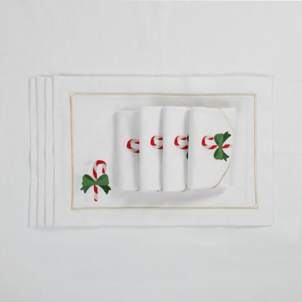 Linge de table textile - Candy Cane & Mistletoe Panama and Royal Green Collection - ROSEBERRY HOME