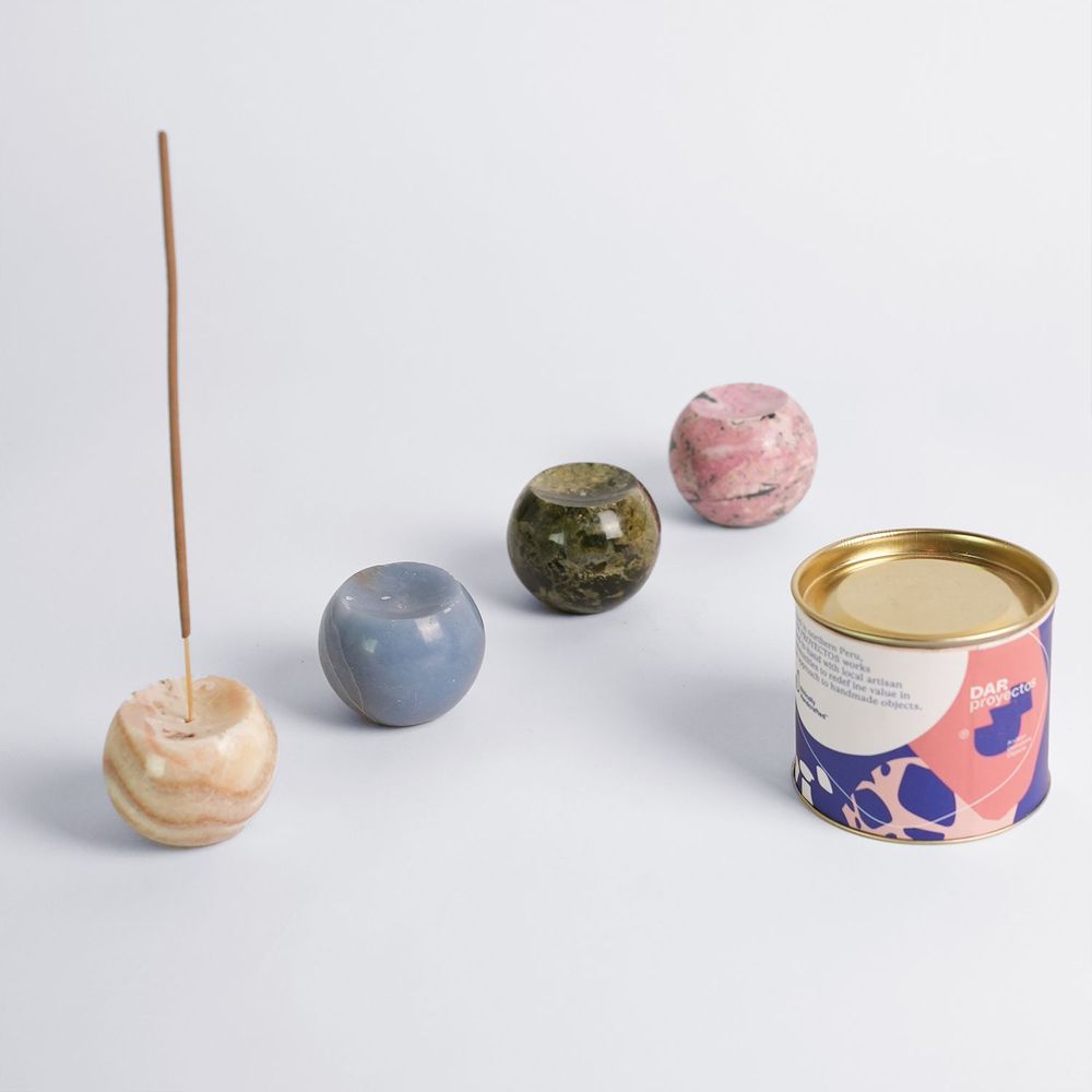 Decorative objects - Waxing Moon Incense Holder - Angelite Blue - DAR PROYECTOS
